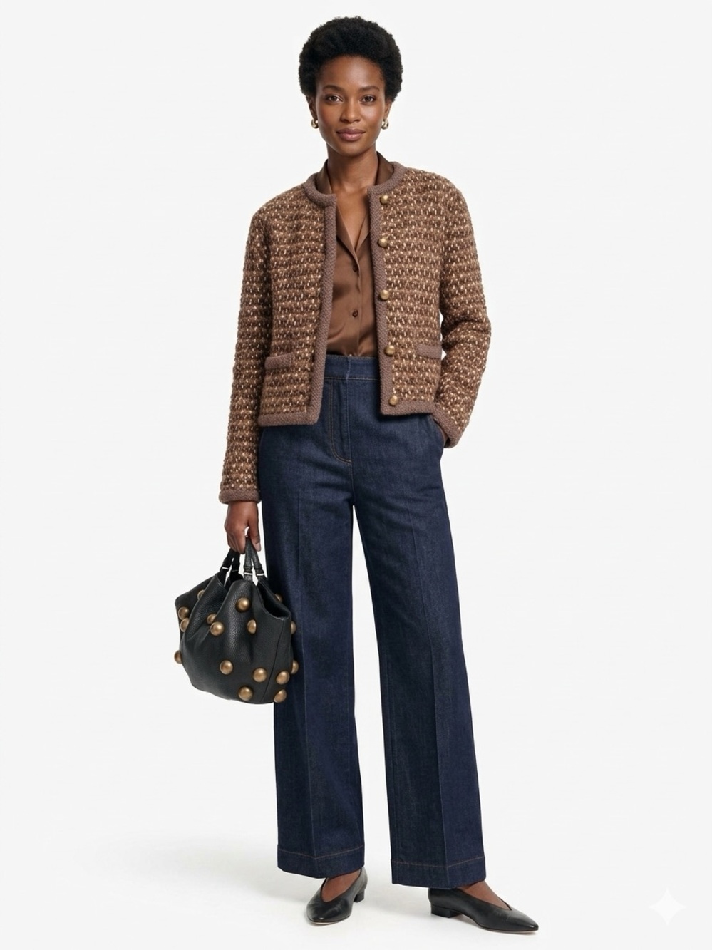 ALTUZARRA Conroy Tweed Jacket in Toffee Brown • Alpaca Wool Blend • Medium • NWT